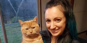Vet nurse Ashleigh Cattenazzi with Avocado the cat,one of her eight pets.