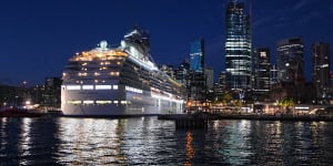 The Coral Princess arrived at Circular Quay just before sunrise on Wednesday morning. 