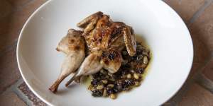 Chargrilled quail with sweet and sour sauce. 