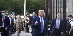 US President Donald Trump returns to the White House after the photo-op outside St John's Church.