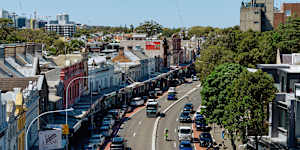 Oxford St from above,looking east toward Bondi.
