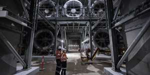 Giant fans will push air through the Rozelle interchange’s tunnels.