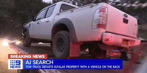 A white Ford ute is seized during the search for missing child AJ Elfalak. 