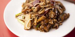 The wok-scorchy,lup cheong-loaded char kway teow.
