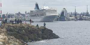 The German cruise ship Artania departs Fremantle Port.