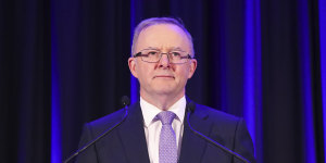 Opposition Leader Anthony Albanese during the Minerals Week luncheon at the Hyatt Hotel in Canberra.