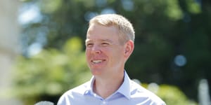 Chris Hipkins speaks during a press conference at the NZ Parliament on January 21. He was the sole nominee for Labour Party leader and prime minister to replace Jacinda Ardern.