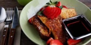 Sweet kick:Brioche French toast and a green apple,pear,spinach cold pressed juice. 