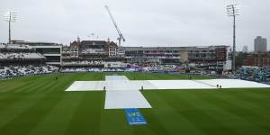 Rain has stopped play at the Oval.