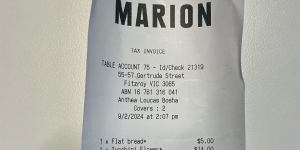 Bill for lunch at Marion with Anthea Loucas Bosha. 