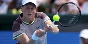 Jannik Sinner in action during his straight-sets win at Kooyong.