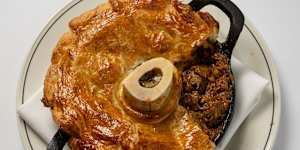 The beef,Guinness and marrow pie at the Builders Arms in Fitzroy.