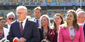 Prime Minister Scott Morrison and Queensland Premier Annastacia Palaszczuk after signing the $1.8 billion SEQ City Deal. 