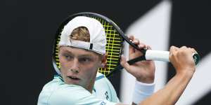 Cruz Hewitt made an impression in the junior championships at the Australian Open but lost to Alexander Razeghi.
