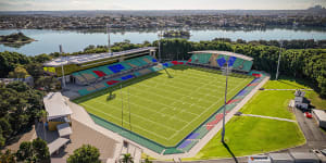 An artist’s impression of a proposed upgrade of Leichhardt Oval being pursued by the Inner West council.