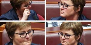 Defence Minister Linda Reynolds became emotional during question time after earlier delivering her statement to Parliament.
