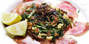 Stephanie Alexander's chicory leaf salad served with kangaroo.