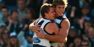 Cats greats,and close friends,Joel Selwood and Tom Hawkins in the early stages of their AFL careers back in 2008.