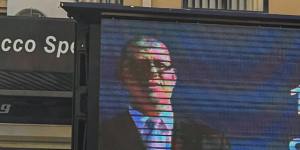 A truck outside the Liverpool City Council building the day the interim report was released in July.