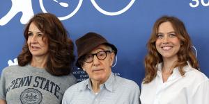 Valérie Lemercier,Woody Allen and Lou de Laâge attend a photo call at the Venice Film Festival.