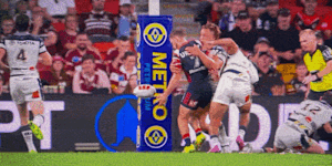 The controversial tackle that led to Reuben Cotter being sin-binned. 