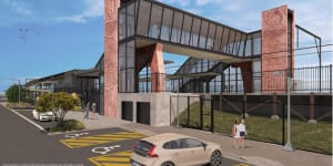 An artist’s impression of the upgrade to Macquarie Fields station in Sydney’s south-west.