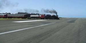 Though regular trains no longer use the route,a tourist steam train still crosses Gisborne Airport’s runway occasionally.