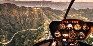 The famed Hollywood sign from above.