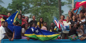 Solomon Islanders attend the Pacific Games in Honiara.