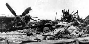 The scorched wreckage of an American C-130 Cargo aircraft in the Iranian desert of Dasht-E-Kavir,approximately 500 kilometers from Tehran.