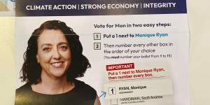 Monique Ryan’s how-to-vote card for May’s federal election was not challenged by the AEC.