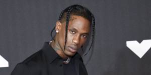Travis Scott arrives at the MTV Video Music Awards in 2021 in New York.