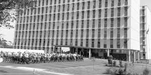 The Kew offices in 1961 on their opening day. The buildings housed VicRoads’ predecessor,the Country Roads Board.