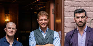 From left:Bar 1880 founder Harry Morton,bar manager Alex Raclet and venue manager Didier Nahum. 
