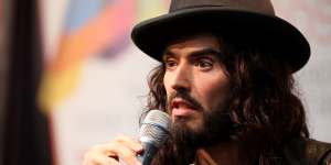 Russell Brand speaking to the media at the ARIA Awards in Sydney in 2012.