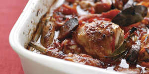 Chicken hot pot with chorizo sausage.