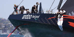 Andoo Comanche during an eventful Sydney to Hobart start on Boxing Day.