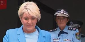 NSW Police Commissioner Karen Webb and Police Minister Yasmin Catley exit a meeting with Mardi Gras on Tuesday.