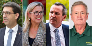 WA Liberals upper house MP Nick Goiran;WA Liberals Leader Libby Mettam;WA Premier Mark McGowan;WA Nationals Leader Shane Love.