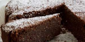 Chocolate hazelnut cake with mascarpone.