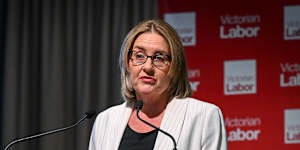 Premier Jacinta Allan at Labor’s state conference on Saturday.