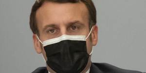 French President Emmanuel Macron on a videoconference with vaccine manufacturers in February. French officials recommended the AstraZeneca shot only be used for people aged under 65.