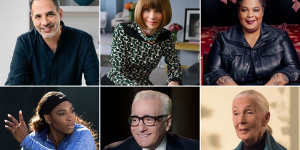 Top from left to right:Yotam Ottolenghi,Anna Wintour,Roxane Gay. Bottom from left to right:Serena Williams,Martin Scorsese and Jane Goodall.