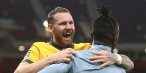 Australia’s Martin Boyle celebrates after a goal.