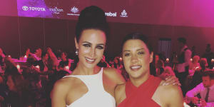 Lucy Zelic with Sam Kerr,the sportswoman of the year,at the 2017 Women’s Health Sports Awards.