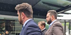 Kelvin Zachary Andrews leaves the Brisbane Magistrates Court after a magistrate ruled there was not enough evidence for his case to proceed to trial.