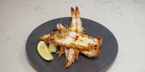 The wood-fired prawns at Molto.