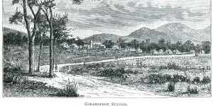 An engraving of Coranderrk Station,the government-run Aboriginal reserve near Healesville where William Barak lived.