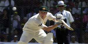 Michael Clarke en route to a century in his first Test in India in 2004.