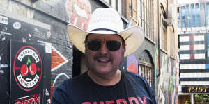 Yah Yah’s owner James Young in ACDC lane out the front of his former bar Cherry Bar.